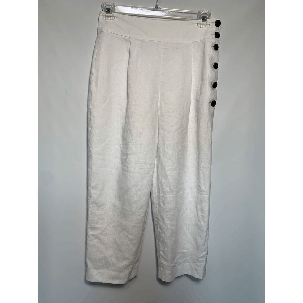 Club Monoco 22" Inseam White Linen Side Button Capri Pant